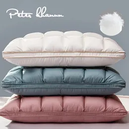 Peter Khanun 3D Bread White Goose Down Pillows Ergonomic Orthopedic Neck Pillows 100% Cotton Cover Pinch Pleat Design P01 240327