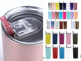 20oz Stainless Steel Straight Cup 32 Colors Tall Skinny Tumbler 20 oz Vacuum Insulation Water Mug with Lid Straw Kids Cup OOA57189025752