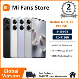 글로벌 Xiaomi 버전 Redmi Note 13 Pro Plus 5G 스마트 폰 Mediatek Dimensity 7200-Ultra 200MP OIS 카메라 120W Hyper Charge NFC