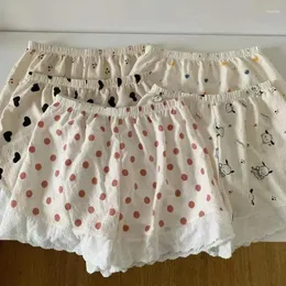 Pantaloni da pigiama per abbigliamento da donna per donne in cotone estate fumetto in pizzo sciolto pantaloncini abiti da dormire al fondo di sicurezza domestica anti -bagliore