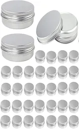 Förvaringslådor BINS ALUMINIUM RUNDBUNS MED LID 2 OZ METAL TINS ​​Matljusbehållare Skruvskivor för hantverk Lagring DIY SILVE6519636