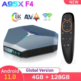 Box 2022 A95x F4 Amlogic S905x4 Android 11 8K RGB Light Smart TV Box 4GB 128G 64GB 2.4G/5G WIFI Media Player
