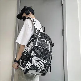 Backpack Harajuku Girl Male School Bag Female Graffiti Print Men Women Book Boy Nylon Ladies Fashion Laptop Student