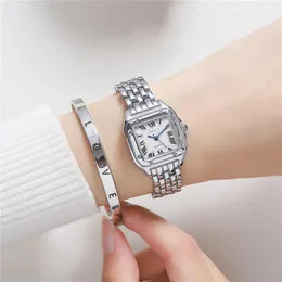 Zegarek 2PCS/Zestaw wysokiej jakości stalowy zespół kwarcowy damska sukienka zegarek
