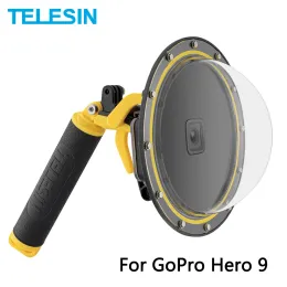 카메라 Telesin 6 ''돔 포트 30m 방수 하우징 다이빙 케이스 Gopro Hero 9 10 11 검은 색 카메라를위한 버블 플로팅 그립 트리거