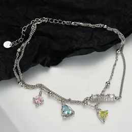 Fresh S925 Sterling Silver Dopamine Anklet Female Color Zircon Foot Accessories Halhal Ayak Zinciri Chaine Cheville 240408