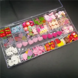 Dekorationen xxl süße süße Kawaii 3d Nail Charms Set Candy/Jelly Bear/Pom Pom/Cherry Mix Form für DIY Nail Art Decoration Acrylbox