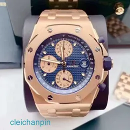 Highend AP Wrist Watch Royal Oak Offshore Series 26238or Rose Gold Blue Dial Herr Fashion Leisure Business Sport Machinery Chronograph Watch