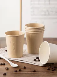 使い捨てカップストロー40pcs/パック高品質の竹繊維家庭用紙ティーカップパーティー用品コーヒー
