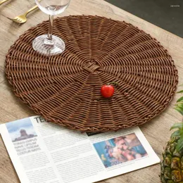 Tavolo tavoli Pochemats Coasters Simulazione in PVC resistente al calore Rattan Round Anti-Pouling Non slip Houshold Tableww