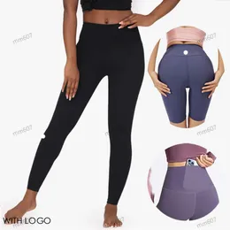 Frauen Yoga -Outfit Designer sexy Hosen hohe Taille Ausrichten von Sport -Leggings Lu Gym Haie tragen Beinelastische Fiess -Dame insgesamt Full Strumpfhosen Training