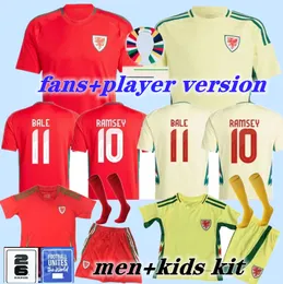 2024 Jersey w Wales Soccer 24/25 Home Red Allen Bale Ramsey Shirt Drużyna James Wilson Brooks Giggs Away Men Kit Kit Football Mundur