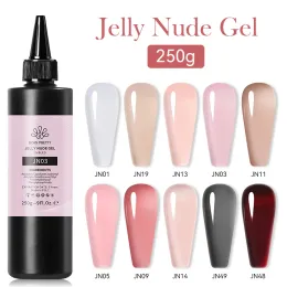 Gel Nascido Prett 250g Jelly gel Polis de unha transparente transparente leitosa rosa rosa nude manicuretop casaco semipermanente polimento de imersão UV LED