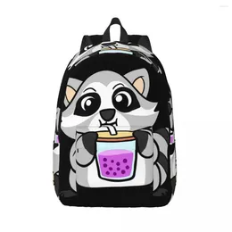 Mochila Backpack Racoon Cute Student Cartoon Milk Tea Backpacks Mochilas de poliéster Belas bolsas de ensino médio Rucksack personalizado