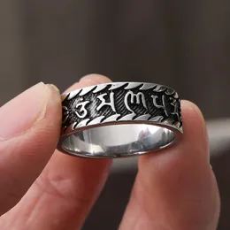 Retro 14K złota sześcioushodźca pierścienie mantry dla mężczyzn punk feng shui amulet Lucky Ring Men Men Kobiet mody biżuteria