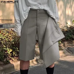 Homens de moda shorts botões sólidos streetwear solto em estilo coreano