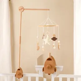 Baby Rattle Toy 012 mesi Rocket in legno Sky Mobile Born Music Box Bed Bed Toys Holder Bracket Infant Crib Gift 240408