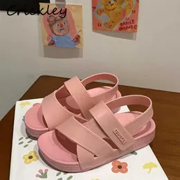 9xmc Sandals Summer Childrens Beach Shoes Solid PVC Водонепроницаемые мальчики и девочки повседневное анти -скольжение бассейн босиком гладиатор D240515