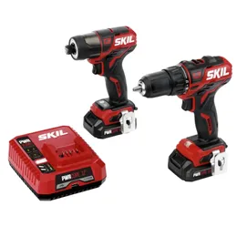 SKIL PWR Core 12 Brushless 12 Volt Cordless Drill Driver and Impact Kit with two 20Ah Batteries Charger 240407