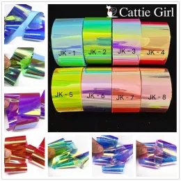 Skrubber 4cm*100m super aurora cellofan naglar glas papper regnbåge folier nagel trend design isbit koreanska diy naglar dekoration