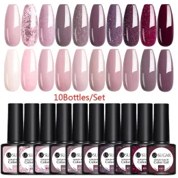 Gel ur socker 10 st/set color gel nagellack uppsättning 122 färger semi permanent uv led gel lack blöt av nagel lackar topprock