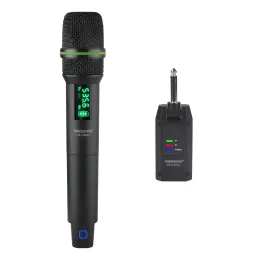 الميكروفونات اللاسلكية الميكروفون Freeboss UHF karaoke 1 محمولة للتردد القابل للتعديل القلبي.