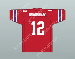 CUSTOM Terry Bradshaw 12 Woodlawn High School Knights Red Football Jersey 4 Top Stitched S-6XL