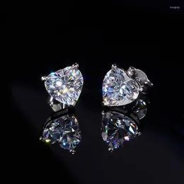 Brincos de garanhão de 1Ct em forma de coração Zircão para mulheres 925 STERLING SLATER FEL