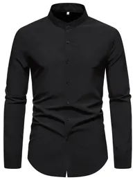 Męskie koszule 2024 Mężczyznka sukienka koszula długi rękaw Slim Fit Man Designer Wysokiej jakości solidne odzież męska Busines
