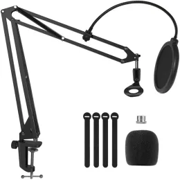 Acessórios Arm microfone Stand Atualizado o suporte de suspensão do suporte de braço pesado de microfone com filtro 3/8 "a 5/8" Adaptador CLI CLI