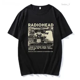 T-shirt maschile Radiohead Thirt Vintage Hip Hop rock band grafica maglietta grafica Streetwear 90s Cotton Comfort Short Short Short Onisex Tee 556