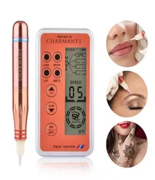 Charmant II Professionell permanent makeup tatueringsmaskinpaket för ögonbryn tatuering läpp eyeliner mikroblading mts penna med patroner1751275