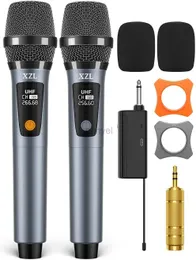 Microfones UHF Microfones sem fio Profissional Mic Dynamic Rechargable com o receptor para o sistema de discurso PA System Karaokê cantando 240410