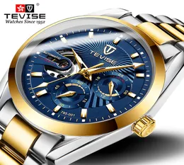 New Moda Tevise Men Men Mechanical Watch Men Men Stainless Aço Cronógrafo Relógio Masculino Relógio Masculino Masculino9093114