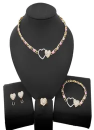 Double Love Hug and Kiss Xoxo Necklace Similar Jewelry Set Fashion Filled Gold Rose Little Girl Kid Child Jewellery Sets X01794233698