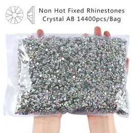 Toptan 14400pcs/çanta Crystal AB Glitter Non Fix Rhinestones Nails Tırnak Sanatı Dekorasyonu için Elmas Aksesuarları 240401