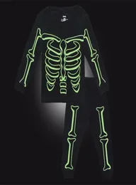 Biniduckling Boy Boy Pajama Sets Sliminous Skeleton Printed Cotton Dlound Sleepear для детей детей пижама 2107298436594