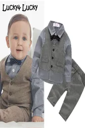 4pcsset Hochzeitsbaby Kleidung Set Neugeborenes Baby Kleidung Shirtvestpantbow1003468