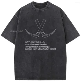 Men's T Shirts Anaesthesia Definition - The Science Of Preventing A Surgeon From Killing Hisher Patient Graphic T-Shirt 230G Washed Illusory963