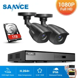 Sistem Sannce HD 4CH CCTV Sistemi 1080N DVR 2PCS 1080P CCTV IR Dış Mekan Video Güvenlik Kameraları 4ch DVR Kiti