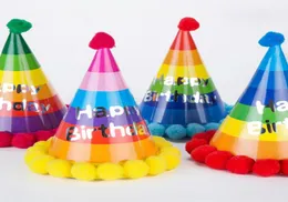 Capéu de festa de aniversário de crianças Multi cores meninos meninas Caps de aniversário Feliz aniversário para SD4472542952