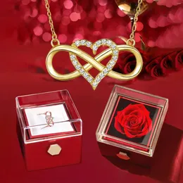 Chains Eternal Love Necklace With 360° Flip Rose Gift Box For Women GFirlfriend Mom WIfe Christmas Romantic Gifts 2024 Jewelry