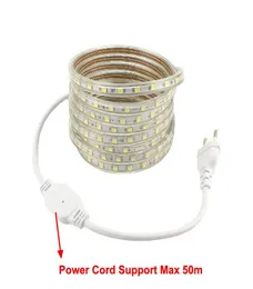 AC 220V LED -striplampa 5050 60lm med EU -plug -1m 2m 3m 5m 7m 10 m 20m 30m 50m vattentät Tiras Ruban 220 V Ribbon Tape Light6337463