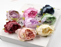 6pcslot 5cm High Quality Peony Flower Head Silk Artificial Flowers Decor For Home DIY Garland Christmas Decorations New Year1510910