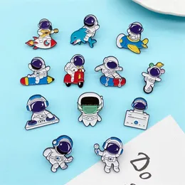 Cartoon 12 Styles Playing Music Cycling Sports Aerospace Astronaut Alloy Enamel Brooch Creative Fashion Badge Pin Jewelry