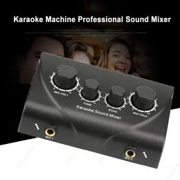 Utrustning EU/US Portable Dual Mic Inputs Audio Sound Mixer för förstärkare Mikrofon Karaoke OK Mixer Blackplug för företagshem