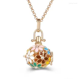 Pendant Necklaces 2024 Mexico Music Ball Flowers Vintage Colorful Painted Aroma Necklace Essential Oil Diffuser Lockets Pregnancy Jewelry