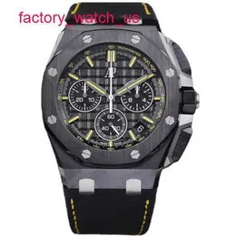 AP Orologio da polso meccanico Royal Oak Offshore Serie 26420CE Piastra nera Ago giallo Ago Stripe incisa dalla piastra di orologio da uomo meccanica automatica 43 mm Completa completa