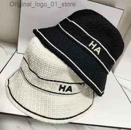 Wide Brim Hut Hucket Hüte Luxusdesigner Eimer Hats Black Mens White Woven Hats Womens Fashion Herbst Fedora Sunhat Q240408