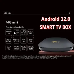 Box V88 Mini Smart 8GB+128 GB 2.4G WiFi Media Player Set Top Box Allwinner H3 Quad Core Android 12 TV Box